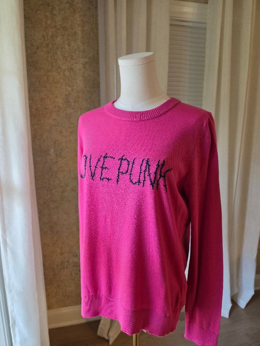 Zadig & Voltaire Miss Love Punk Intarsia Cotton Sweater Framboise L NWT
